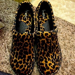 BOC suede leopard clogs